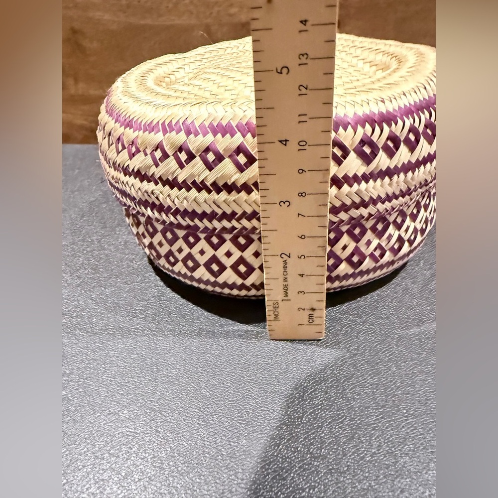 Mexican Handwoven Basket purple tortilla warmer storage bin decor - Picture 6 of 6